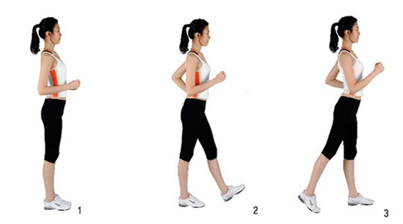 Đi bộ bằng gót chân sẽ dồn lực vào bụng giúp giảm mỡ hiệu quả