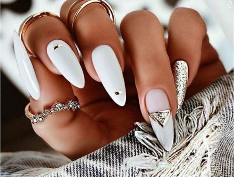 nail màu trắng thiết kế độc đáo cho da ngăm
