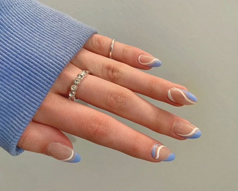 nail móng ngắn ngủi vệt loang màu xanh lá cây dáng bộ vùng white color nhẹ dịu đơn giản